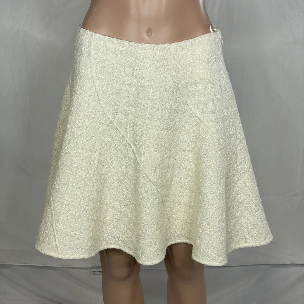 Givenchy Tweed Wool Mini Skirt Ivory Size 6